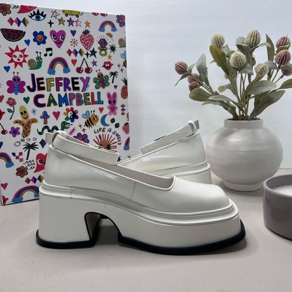Jeffery Campbell Empath Patent Leather Mary Jane Platform White Women 6 NWB - Picture 6 of 11